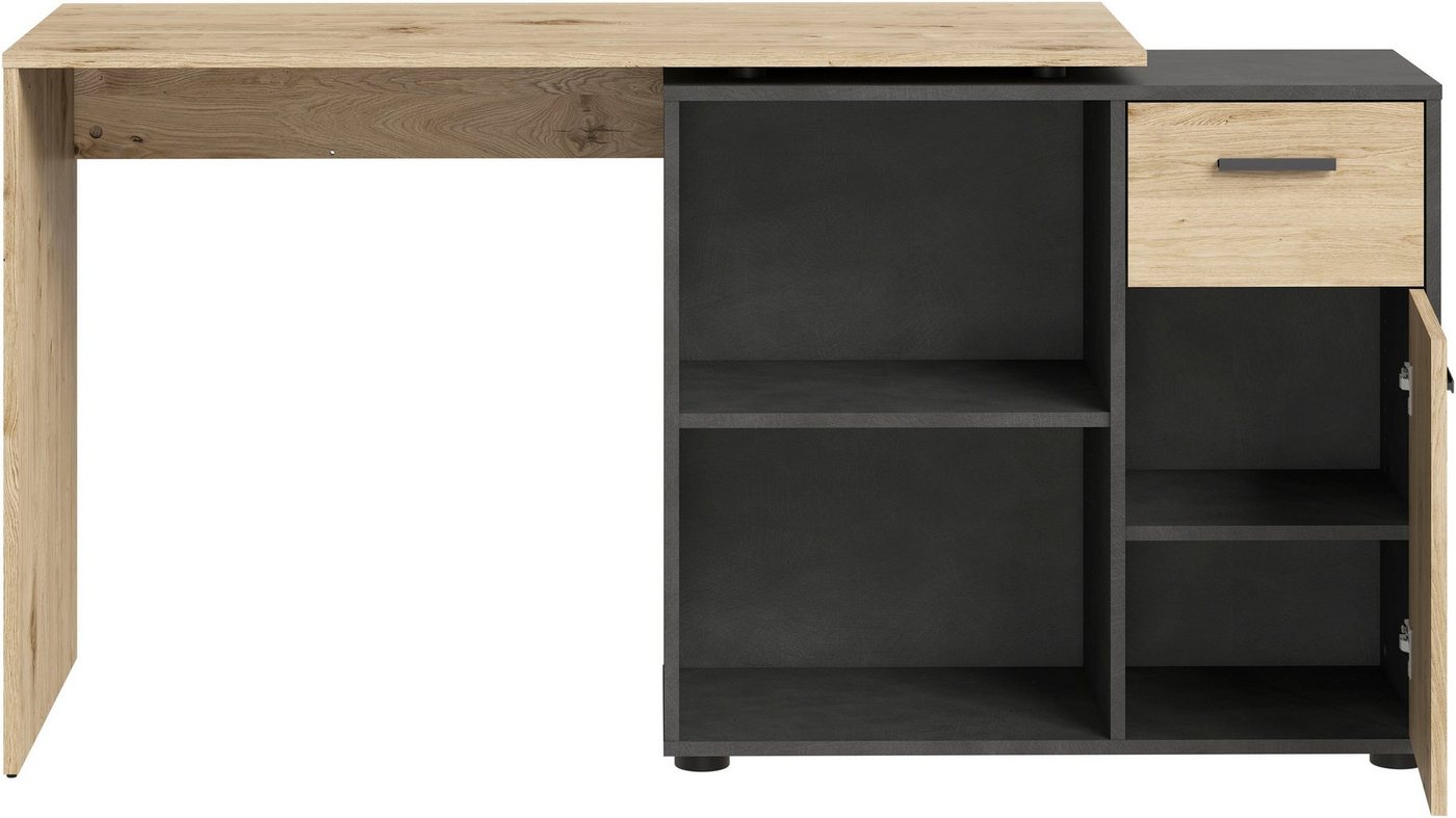 FMD Eckschreibtisch AUGSBURG, Schreibtisch/ Sideboard m. Stauraum, beids. montierb., 117 oder 148 cm – Bild 5 von 5