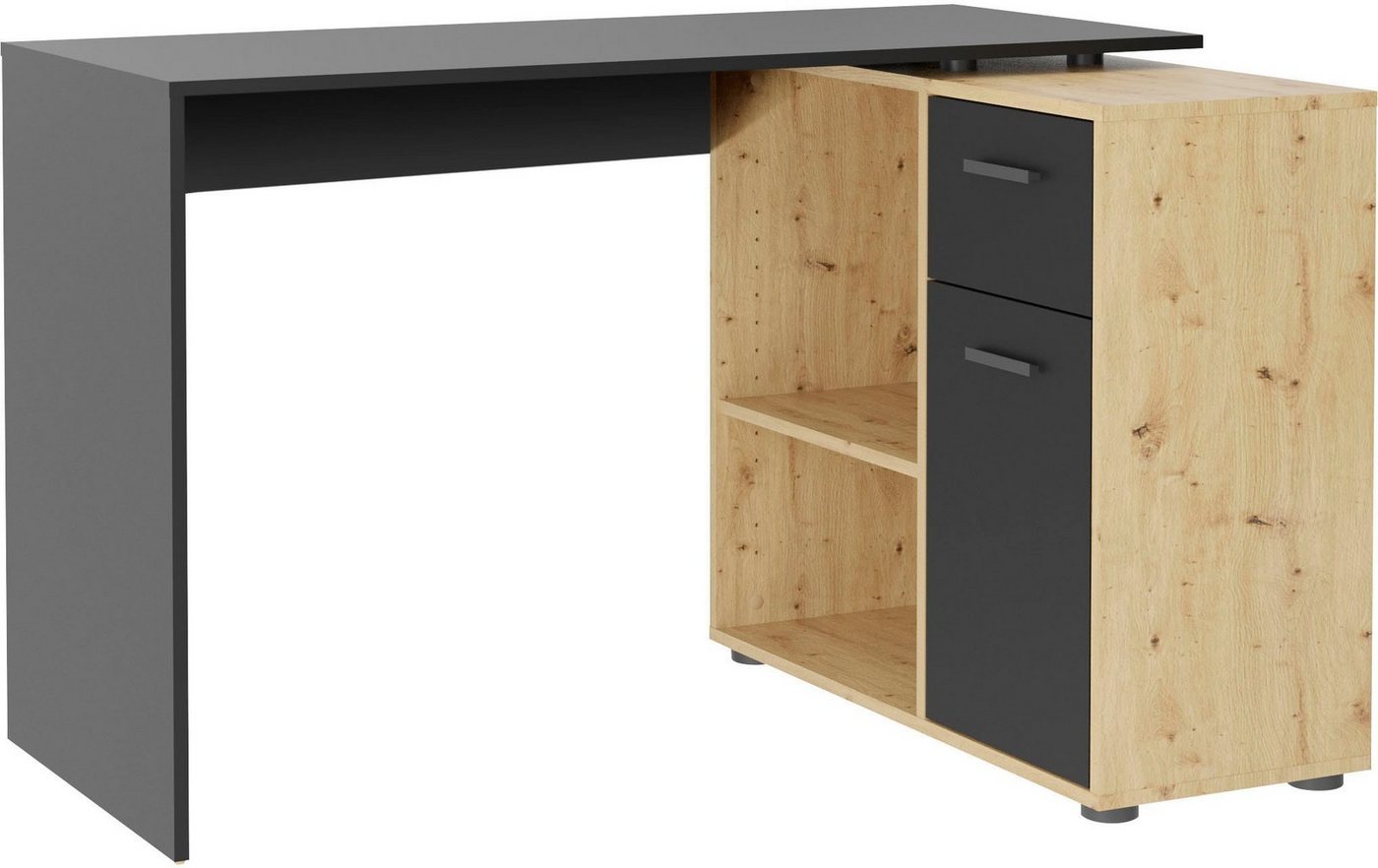 FMD Eckschreibtisch AUGSBURG, Schreibtisch/ Sideboard m. Stauraum, beids. montierb., 117 oder 148 cm – Bild 2 von 5