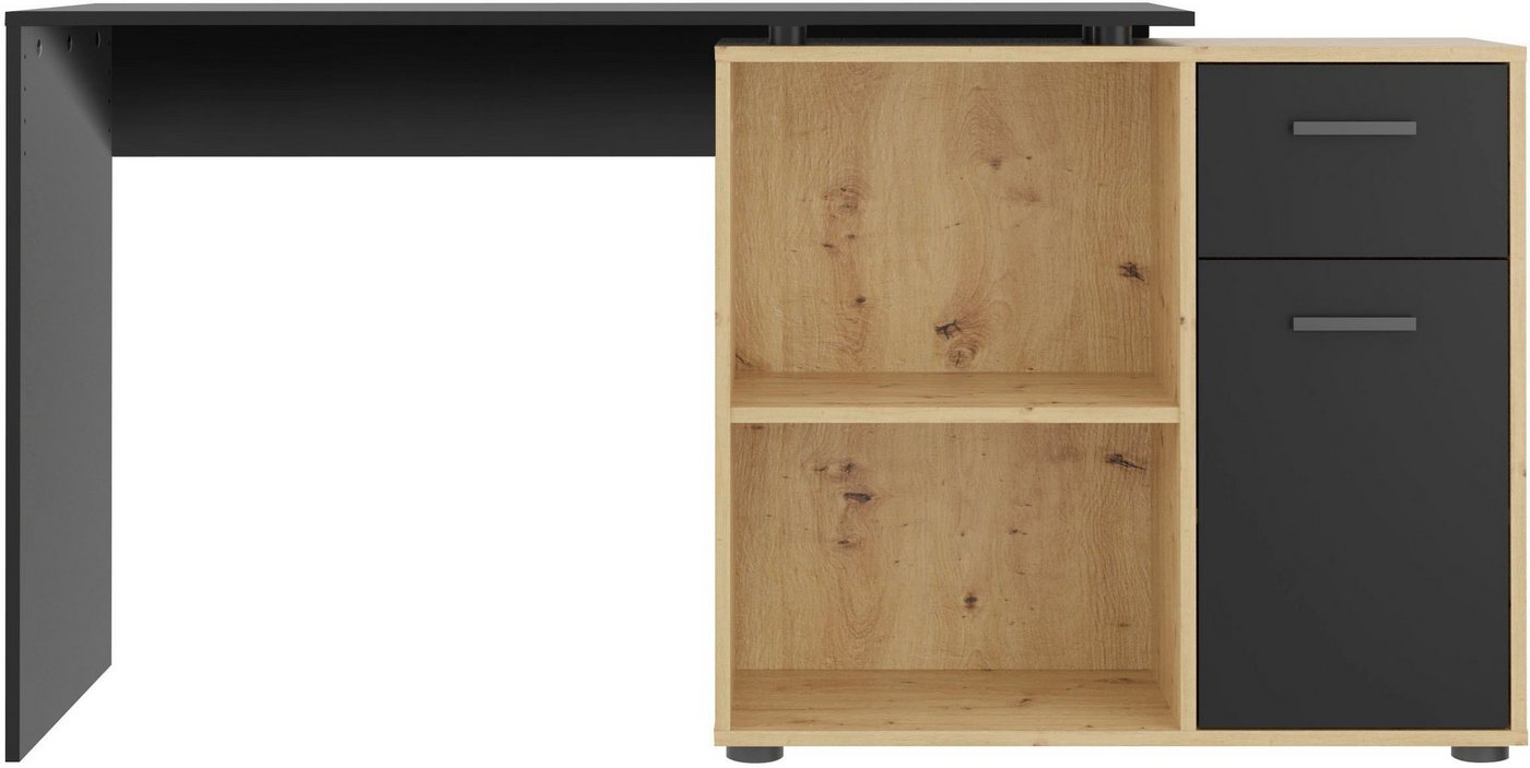 FMD Eckschreibtisch AUGSBURG, Schreibtisch/ Sideboard m. Stauraum, beids. montierb., 117 oder 148 cm – Bild 3 von 5