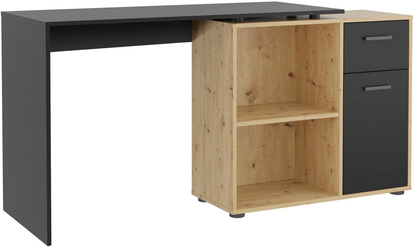 FMD Eckschreibtisch AUGSBURG, Schreibtisch/ Sideboard m. Stauraum, beids. montierb., 117 oder 148 cm – Bild 4 von 5