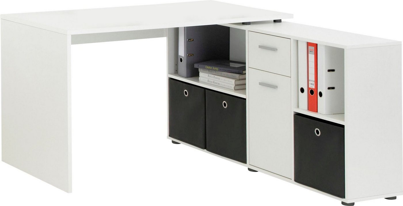 FMD Eckschreibtisch Lexo, Schreibtisch/Sideboard viel Stauraum, beidseitig montierb., 136/205 cm – Bild 2 von 5