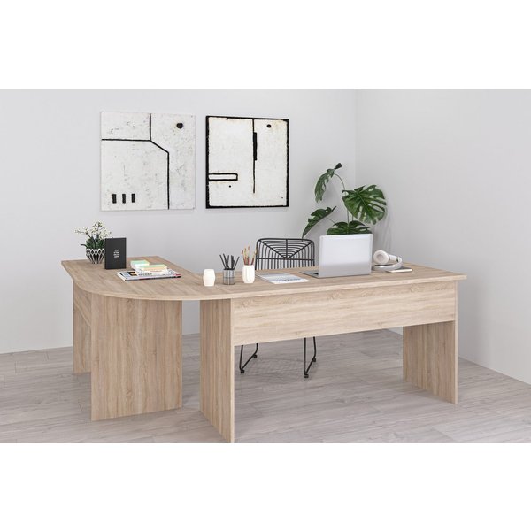 FMD Eckschreibtisch Tiell, Winkelschreibtisch, Bürotisch, beidseitig montierbar, 205/155 cm