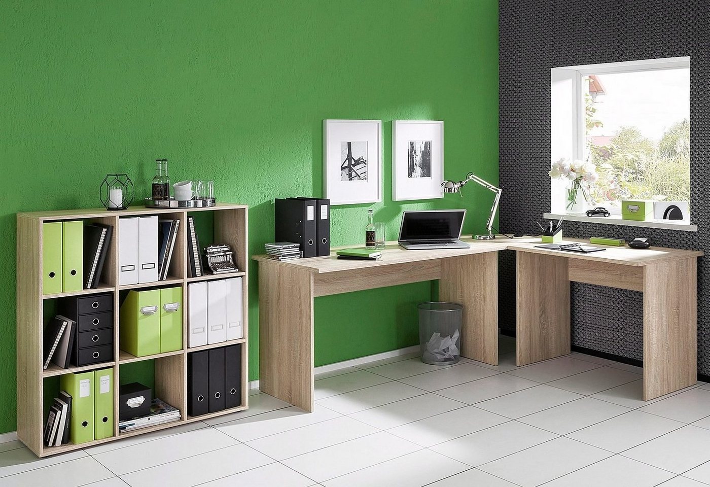 FMD Eckschreibtisch Tiell, Winkelschreibtisch, Bürotisch, beidseitig montierbar, 205/155 cm – Bild 4 von 5
