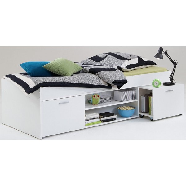FMD Funktionsbett, Funktionsbett mit ausziehbarem Nachttisch, Liegefläche 90x200 cm