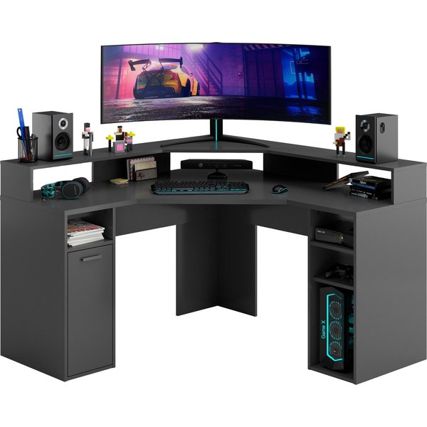 FMD Gamingtisch Eckschreibtisch Zocker 2, Gaming-Eckschreibtisch mit vielseitigem Stauraum
