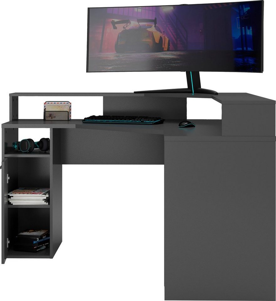 FMD Gamingtisch Eckschreibtisch Zocker 2, Gaming-Eckschreibtisch mit vielseitigem Stauraum – Bild 2 von 5