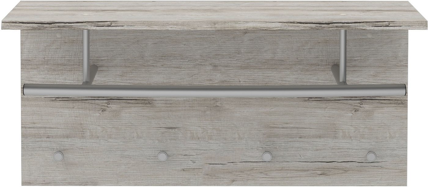 FMD Garderobenpaneel Spot, Wandgarderobe mit Kleiderstange, Ablage und vier Haken, Breite 72 cm – Bild 5 von 5