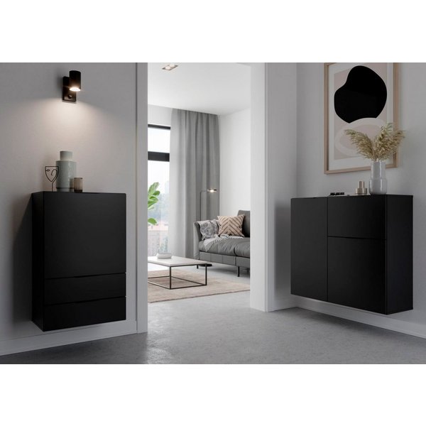 FMD Kommode Dark, 2 Türen, 1 Schublade, verstellbare Einlegeböden, Breite ca. 89 cm