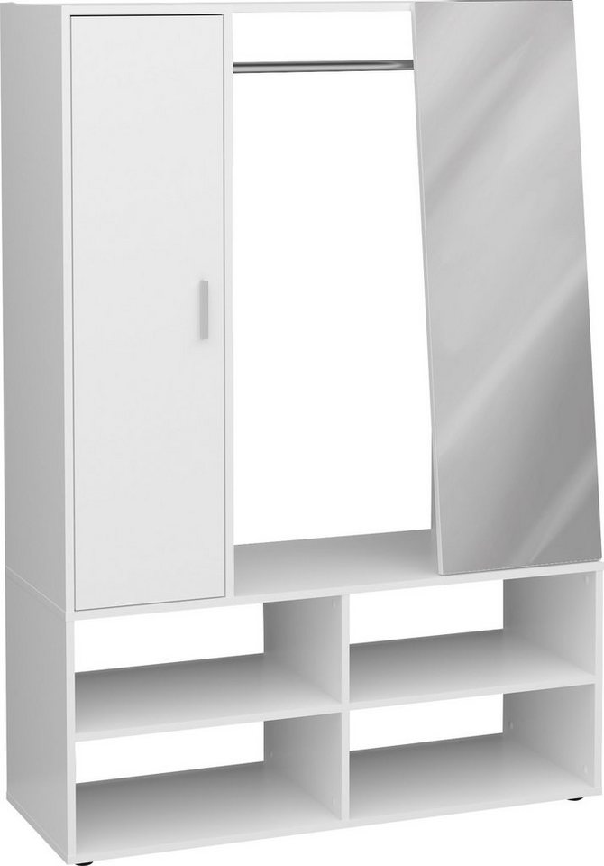 FMD Kompaktgarderobe Auma mit Tür, Spiegel, Kleiderstange und Ablagefächern, Breite 105 cm – Bild 3 von 5