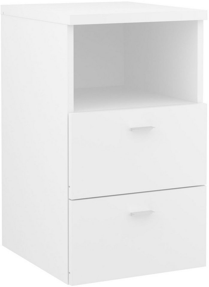 FMD Nachtkonsole Suva, Nachttisch m. 2 Schubkästen und offenem Fach, 60 cm hoch, 35 cm breit – Bild 2 von 5