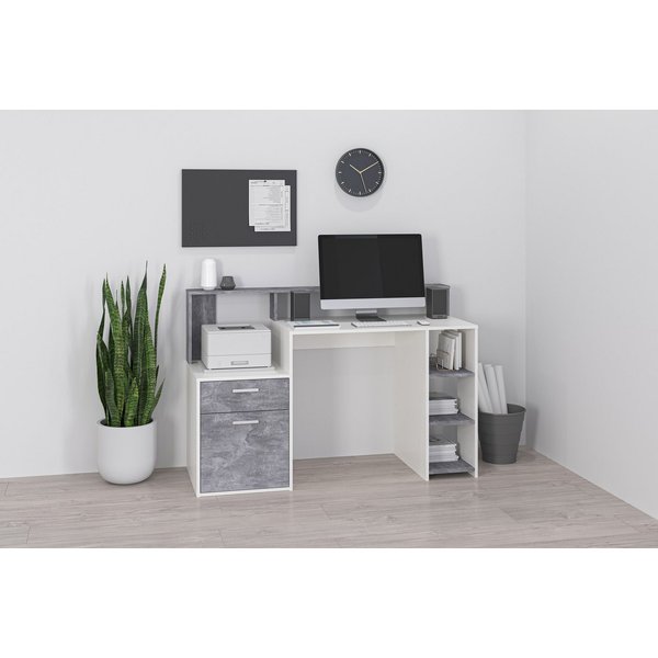 FMD Regal-Schreibtisch Bolton, Schreibtisch mit Stauraum und Ablage, offene Fächer, Breite 138,5 cm