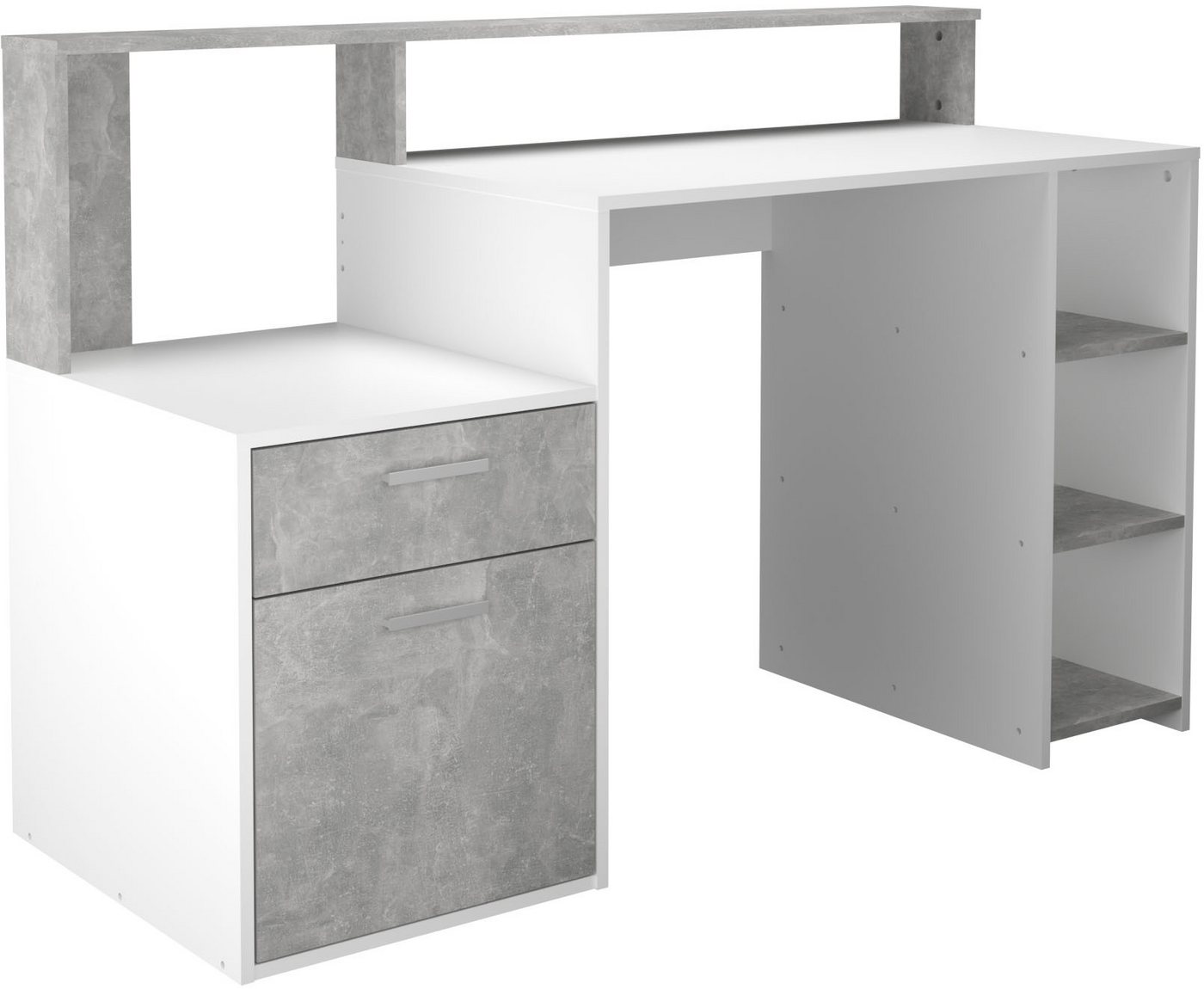 FMD Regal-Schreibtisch Bolton, Schreibtisch mit Stauraum und Ablage, offene Fächer, Breite 138,5 cm – Bild 2 von 5