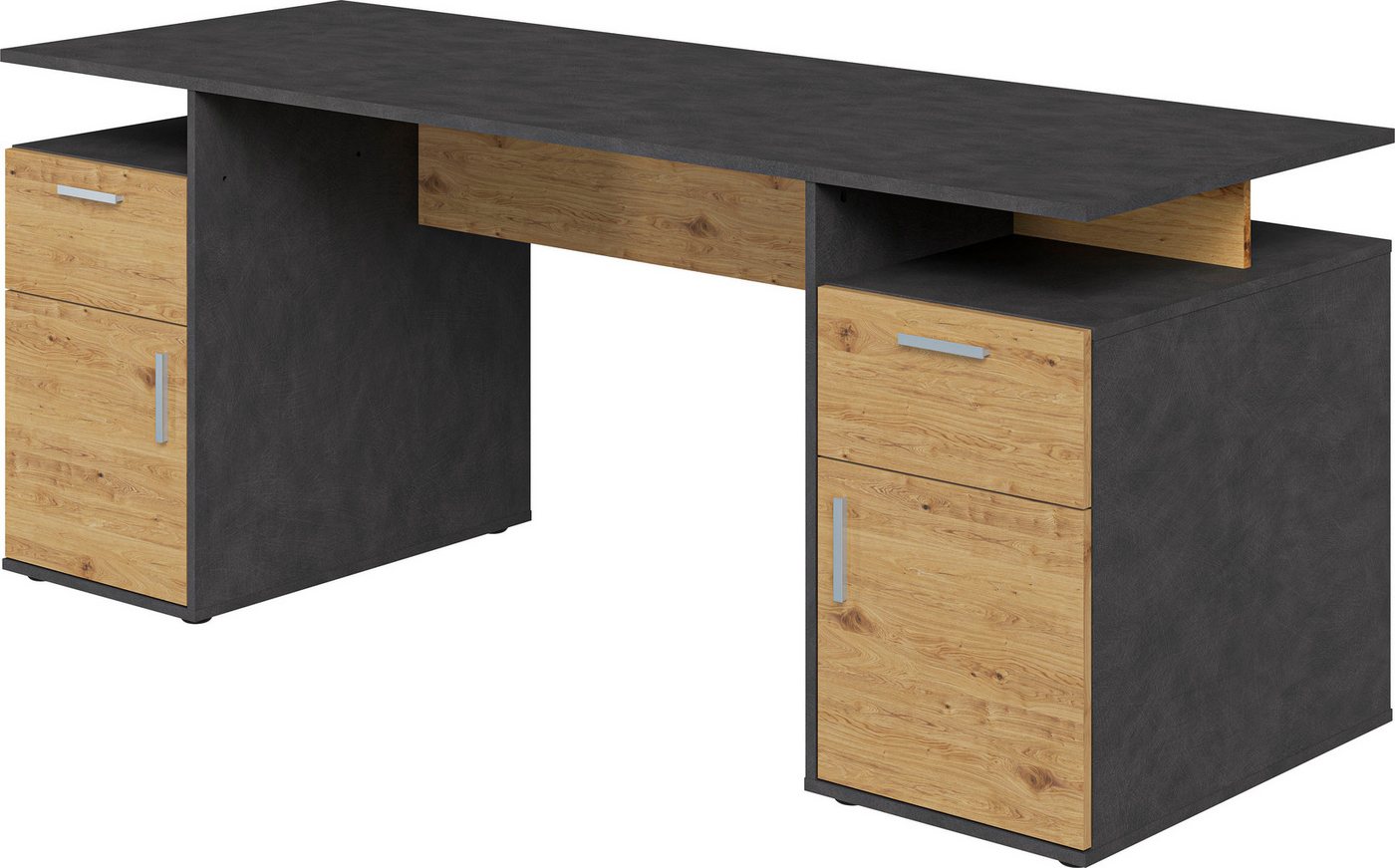 FMD Schreibtisch Levi, Extrabreiter Schreibtisch mit Stauraum, Breite 185 cm – Bild 3 von 5