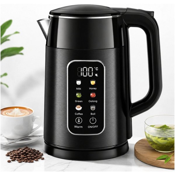 Fofile Wasserkocher 1,7L 2200W Edelstahl Wasserkocher mit Temperatureinstellung, 2200 W, 40°-100°C einstellbar, 2 Stunden Warmhaltefunktion