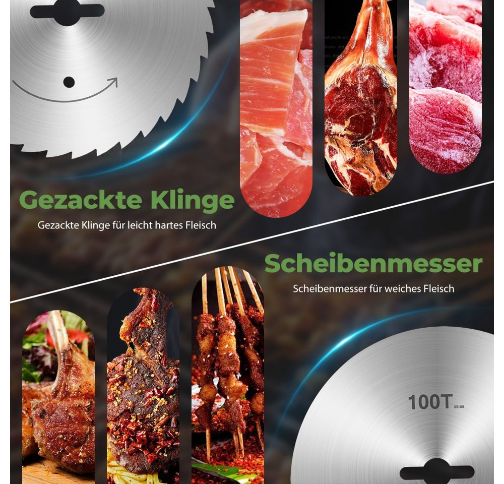 FOHERE Elektromesser Elektrisches Dönermesser, 3800 rpm, Shawarma Dönermesser, 80 W, Edelstahl Doppelklinge, Stufenlos Verstellbar von 0-8 mm, 80W – Bild 5 von 5