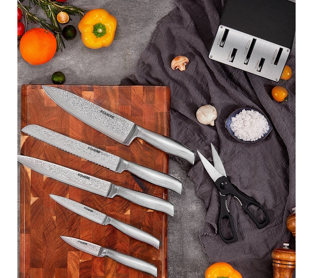 FOHERE Messer-Set 7-teilig Messerblock Rutschfester Griff aus EdelstahMesserblock (Set, 7-tlg) – Bild 2 von 5