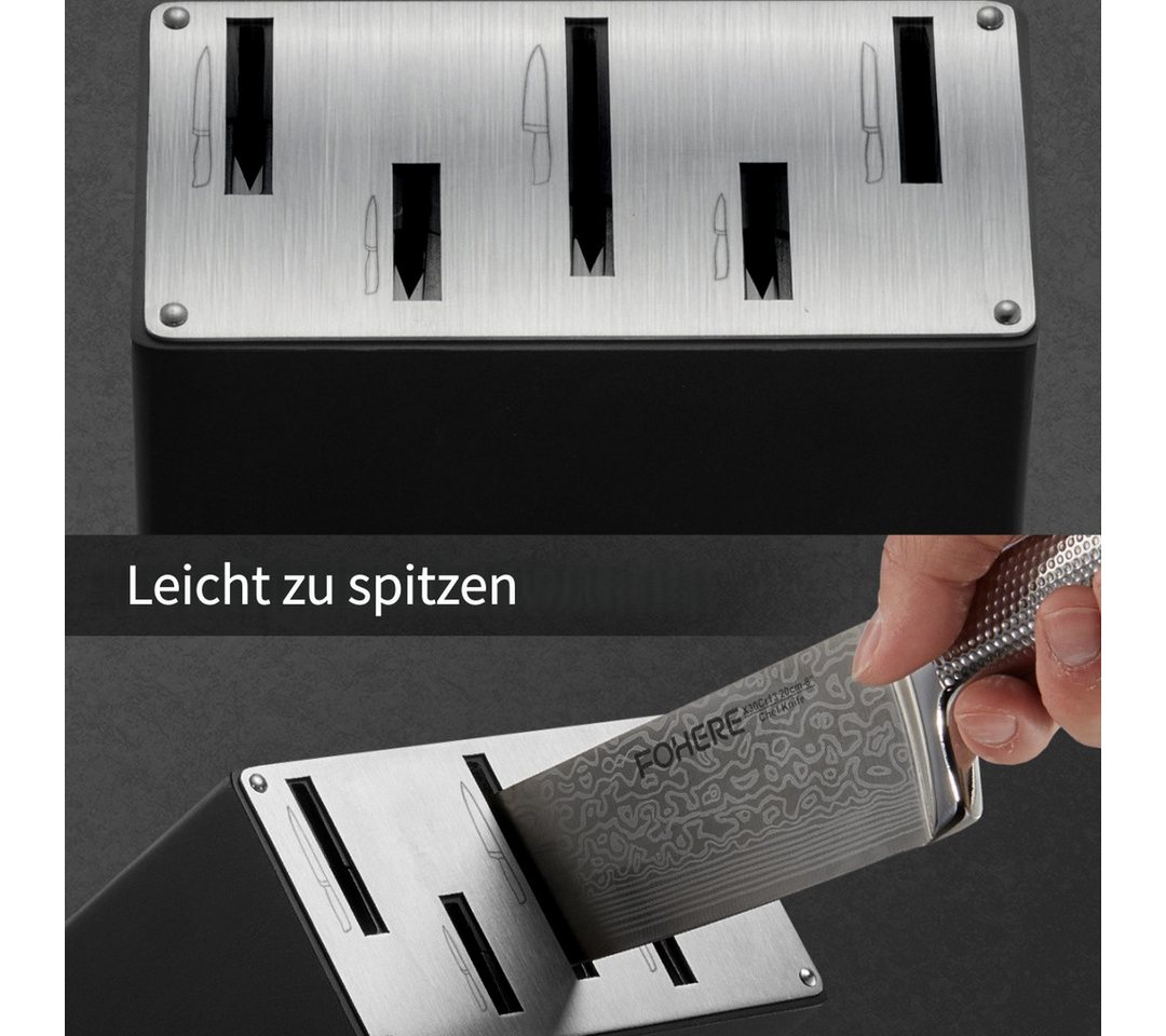 FOHERE Messer-Set 7-teilig Messerblock Rutschfester Griff aus EdelstahMesserblock (Set, 7-tlg) – Bild 4 von 5