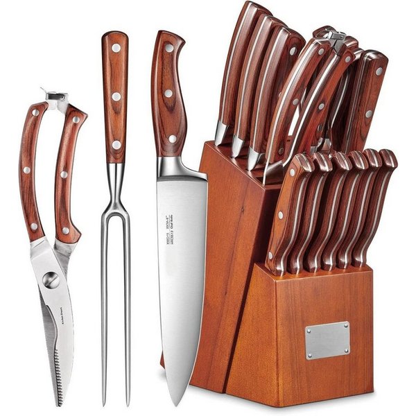 FOHERE Messer-Set Messerblock-Set, 16-teiliges Küchenmesserset aus deutschem Edelstahl (Set, 16-tlg)