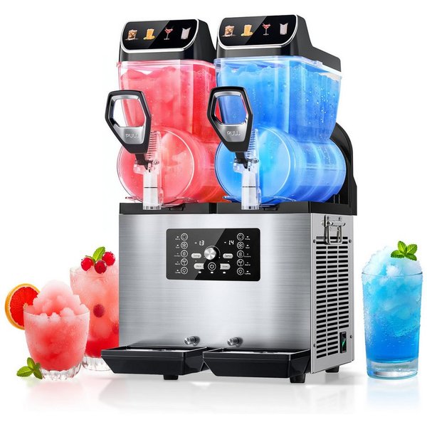 FOHERE Slush Maker Kommerzielle Slush-Maschine, Frozen Drink-Maschine, 30L, Edelstahl, (1-tlg), Margarita, Daiquiri, Wein, Frappe, Slush