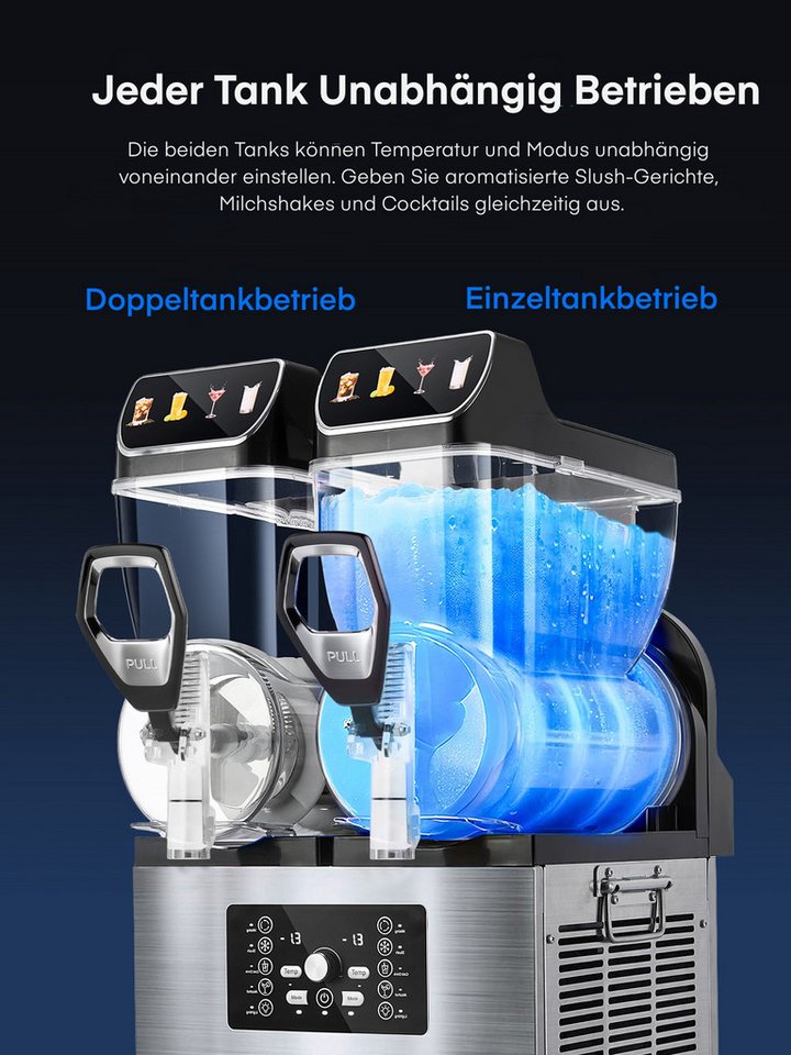 FOHERE Slush Maker Kommerzielle Slush-Maschine, Frozen Drink-Maschine, 30L, Edelstahl, (1-tlg), Margarita, Daiquiri, Wein, Frappe, Slush – Bild 5 von 5