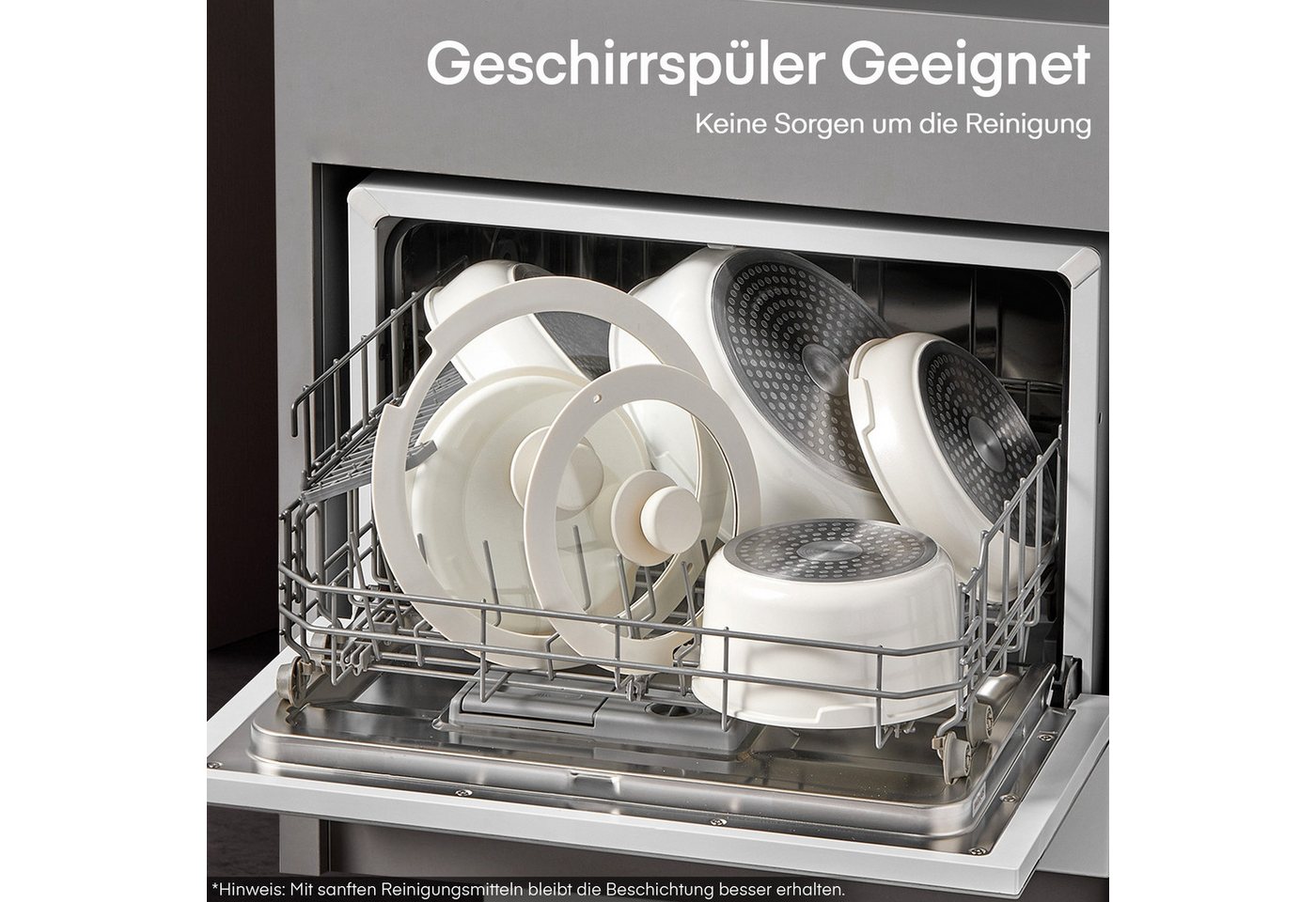 FOHERE Topf-Set 16-teiliges Topf- und Pfannenset, antihaftbeschichtet, Keramik-Antihaftbeschichtung (Set, 16-tlg), mit abnehmbarem Griff – Bild 5 von 5