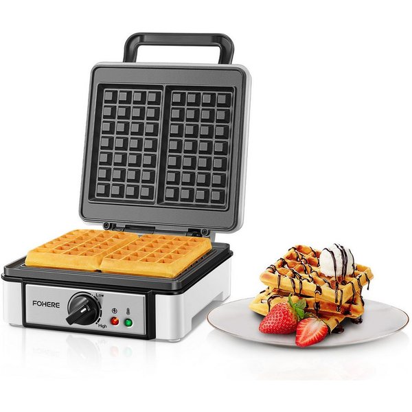 FOHERE Waffeleisen XL 2er Waffeleisen, Waffelautomat, Paninigrill, Waffeltoaster, 1200 W, Elektrogrill, Antihaftbeschicht