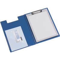 Klemmbrettmappe blau für Format A4 aus PP, mit Dreiecks-Klarsichttasche