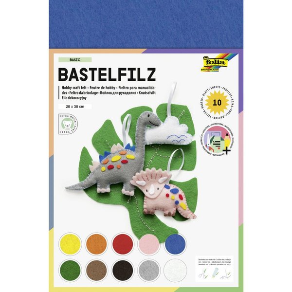 Folia Bastelkartonpapier Bastelfilz BASIC 150g/m², 20x30cm