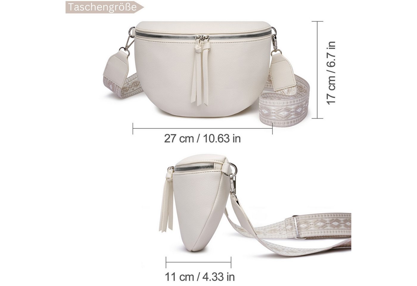 Fomax Bauchtasche aus Kunstleder, Damen Umhängetasche, mit Schulterriemen – Bild 4 von 5