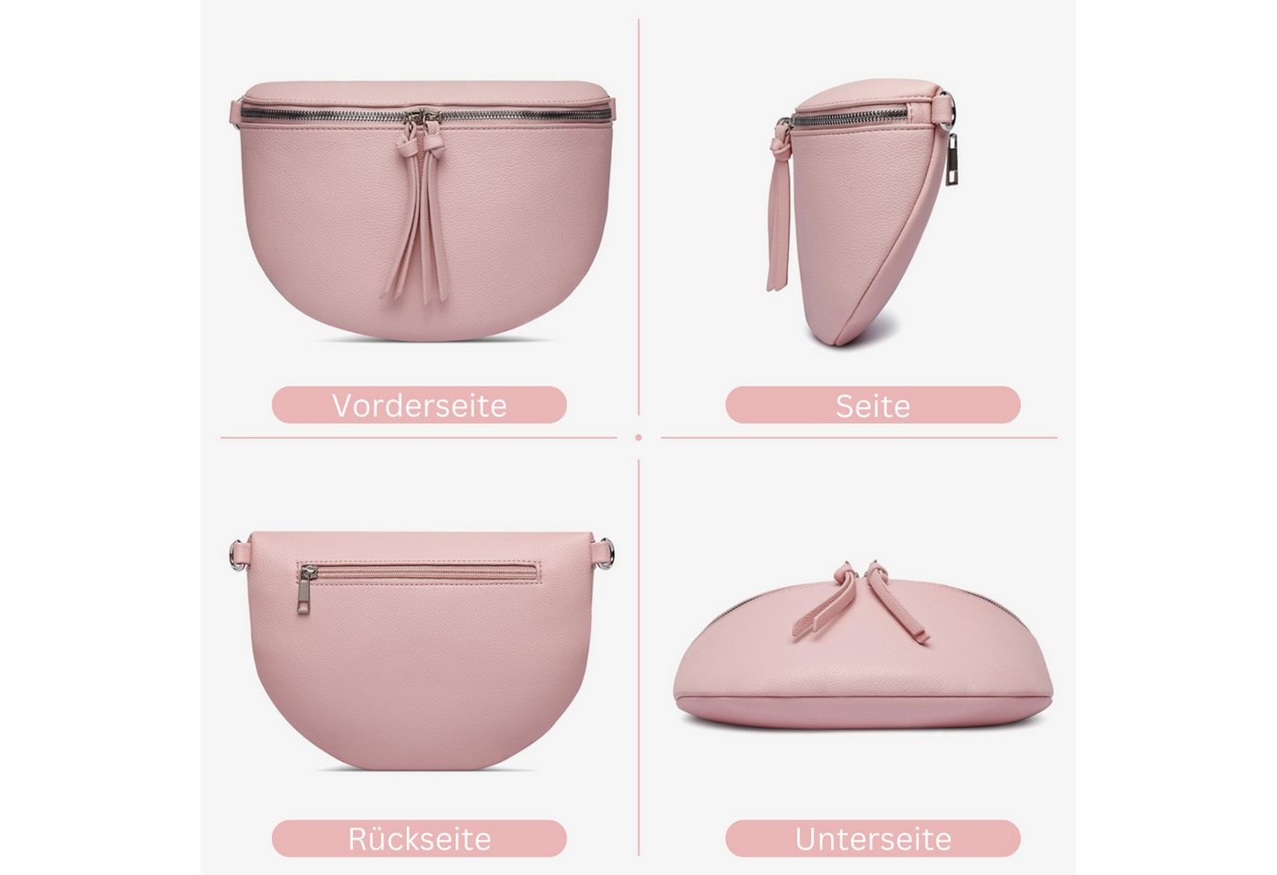 Fomax Bauchtasche aus Kunstleder, Damen Umhängetasche, mit Schulterriemen – Bild 3 von 5