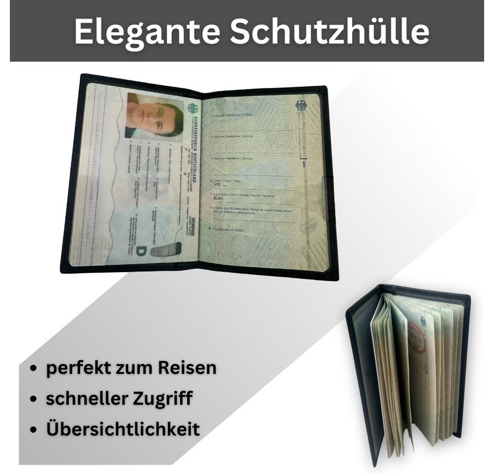 Fomax Dokumententasche - Echtleder Reisepass-Hülle, Hochwertige Schutzhülle aus echtem Leder, Luxuriöses Lederetui für Reisepass & Unterlagen für Ihren Urlaub – Bild 2 von 5