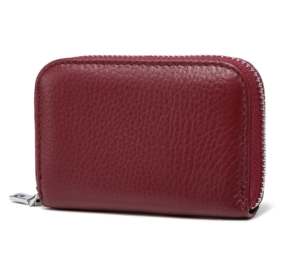 Fomax Geldbörse aus Leder, elegantes Kartenetui 100% Echtleder, Etui für viele Karten, mit rundum Reißverschluss, edles Kreditkartenetui – Bild 2 von 5