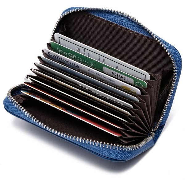 Fomax Geldbörse aus Leder, elegantes Kartenetui 100% Echtleder, Etui für viele Karten, mit rundum Reißverschluss, edles Kreditkartenetui