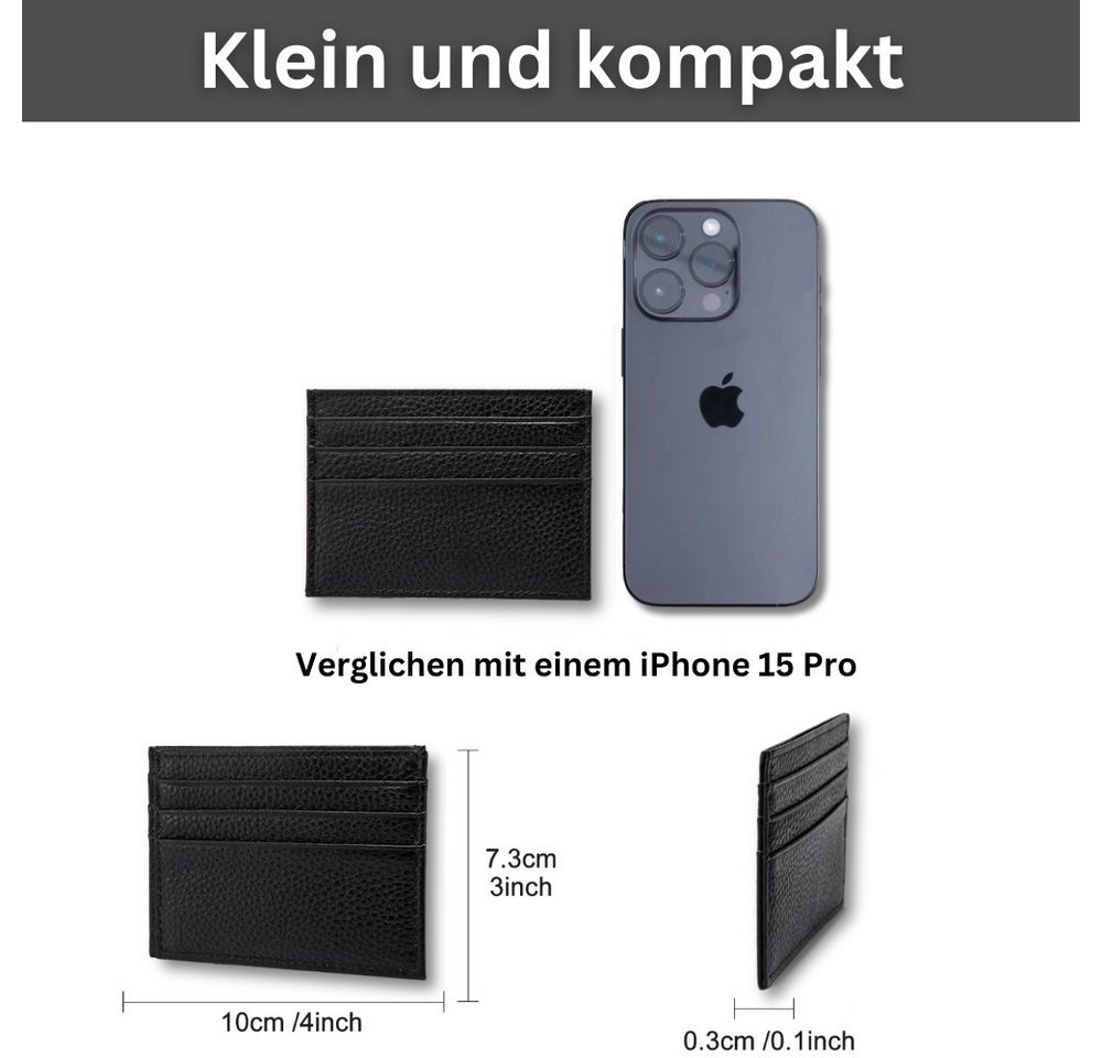 Fomax Kartenetui aus echtem Leder, eleganter Kartenhalter, mit übersichtlicher Anordnung, verschiedene Farben – Bild 2 von 5