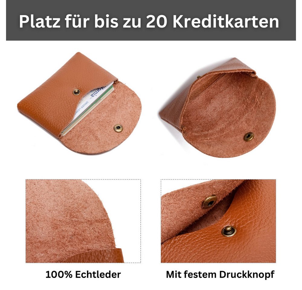 Fomax Kartenetui aus hochwertigem Echtleder, Kompakte Kartentasche für bis zu 20 Karten, Leicht, Handlich und Stilvoll – Bild 3 von 5