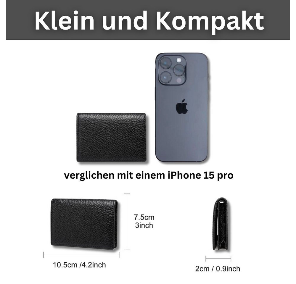 Fomax Kartenetui für EC-Karten oder Visitenkarten, 100% Echtleder, schlichtes Design, für bis zu 20 EC-Karten, Visitenkarten oder Geldscheine – Bild 2 von 5
