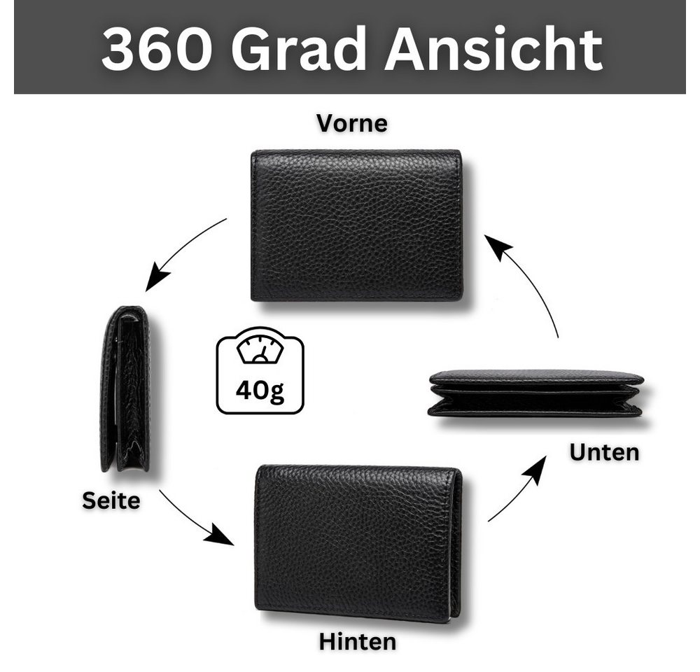 Fomax Kartenetui für EC-Karten oder Visitenkarten, 100% Echtleder, schlichtes Design, für bis zu 20 EC-Karten, Visitenkarten oder Geldscheine – Bild 3 von 5