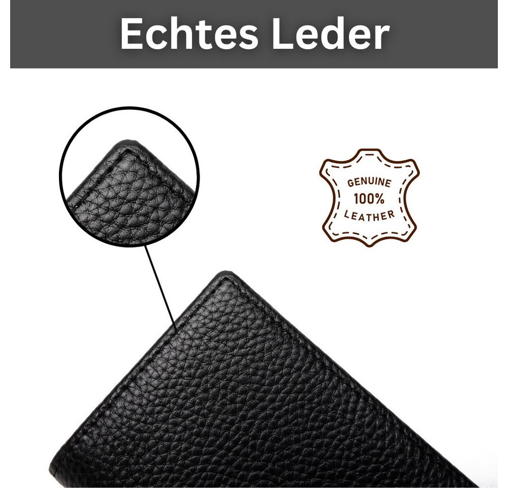 Fomax Kartenetui für EC-Karten oder Visitenkarten, 100% Echtleder, schlichtes Design, für bis zu 20 EC-Karten, Visitenkarten oder Geldscheine – Bild 4 von 5