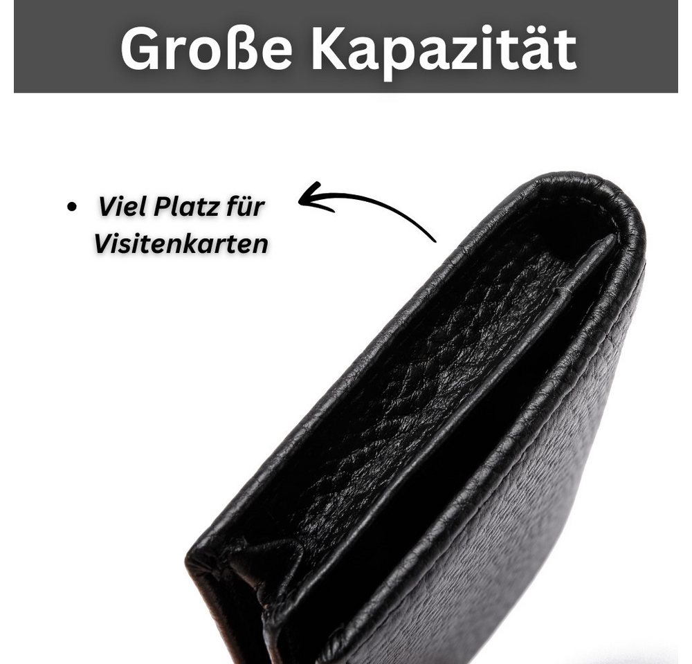 Fomax Kartenetui für EC-Karten oder Visitenkarten, 100% Echtleder, schlichtes Design, für bis zu 20 EC-Karten, Visitenkarten oder Geldscheine – Bild 5 von 5
