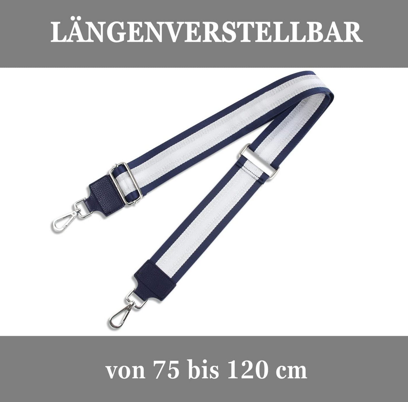 Fomax Schulterriemen 5cm Breit, Längenverstellbar mit Karabiner Farbe Silber, viele Mustern tolle Kombination mit Ihrer Lieblingstaschen – Bild 3 von 5