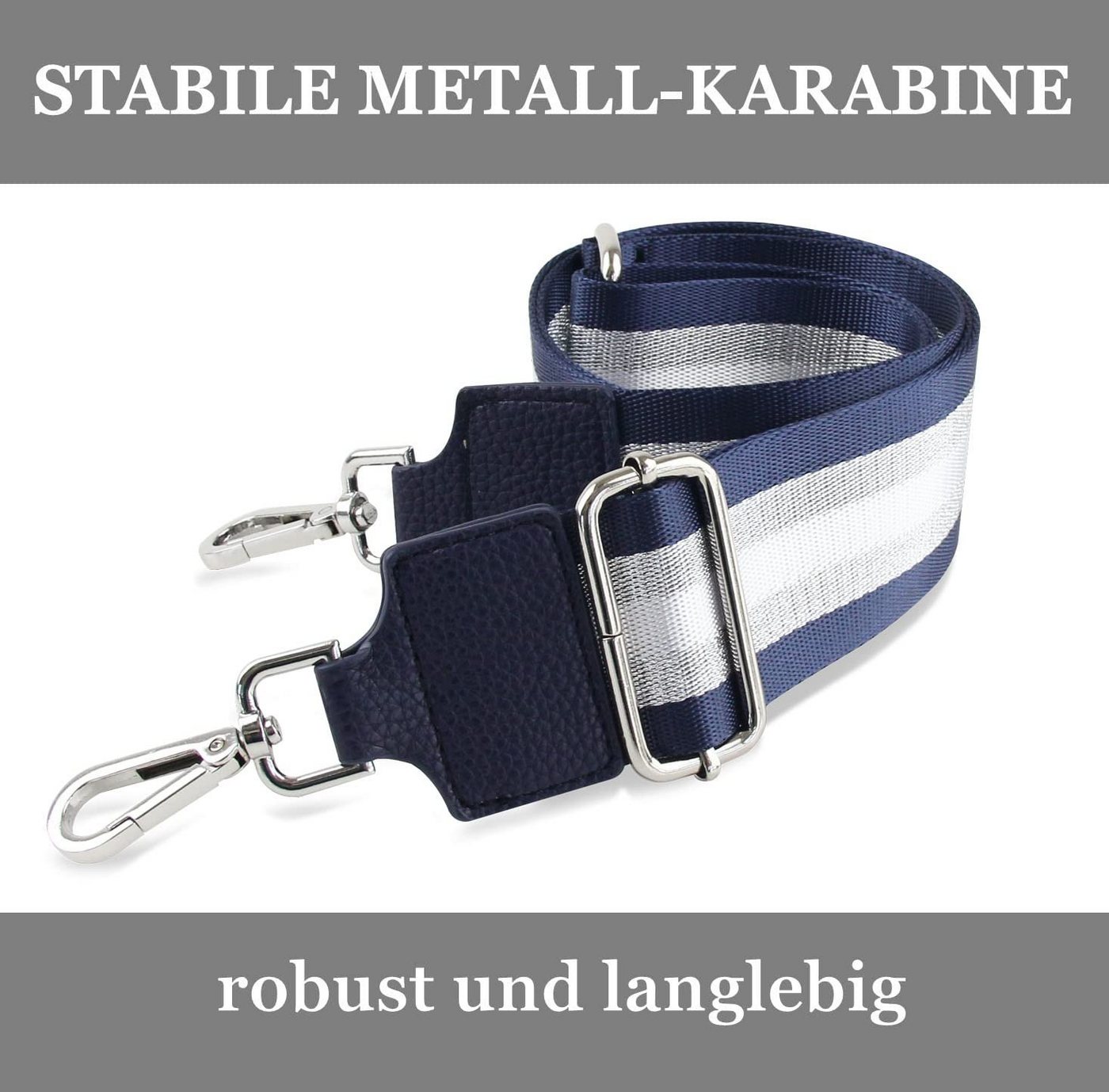 Fomax Schulterriemen 5cm Breit, Längenverstellbar mit Karabiner Farbe Silber, viele Mustern tolle Kombination mit Ihrer Lieblingstaschen – Bild 4 von 5