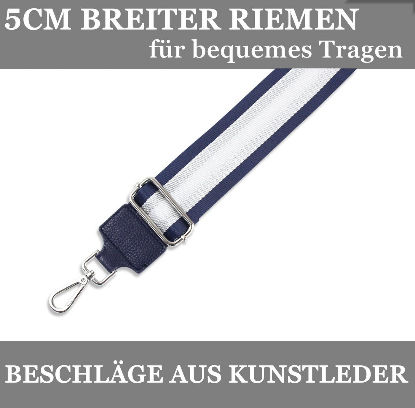 Fomax Schulterriemen 5cm Breit, Längenverstellbar mit Karabiner Farbe Silber, viele Mustern tolle Kombination mit Ihrer Lieblingstaschen – Bild 5 von 5