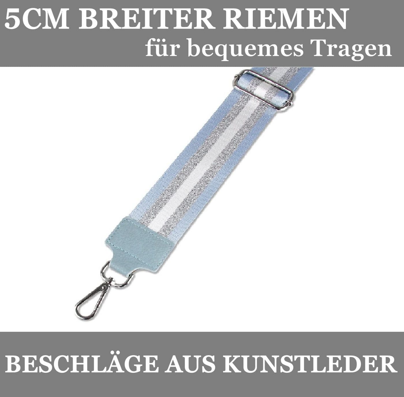 Fomax Schulterriemen 5cm Breit, Längenverstellbar mit Karabiner Farbe Silber, viele Mustern tolle Kombination mit Ihrer Lieblingstaschen – Bild 3 von 5