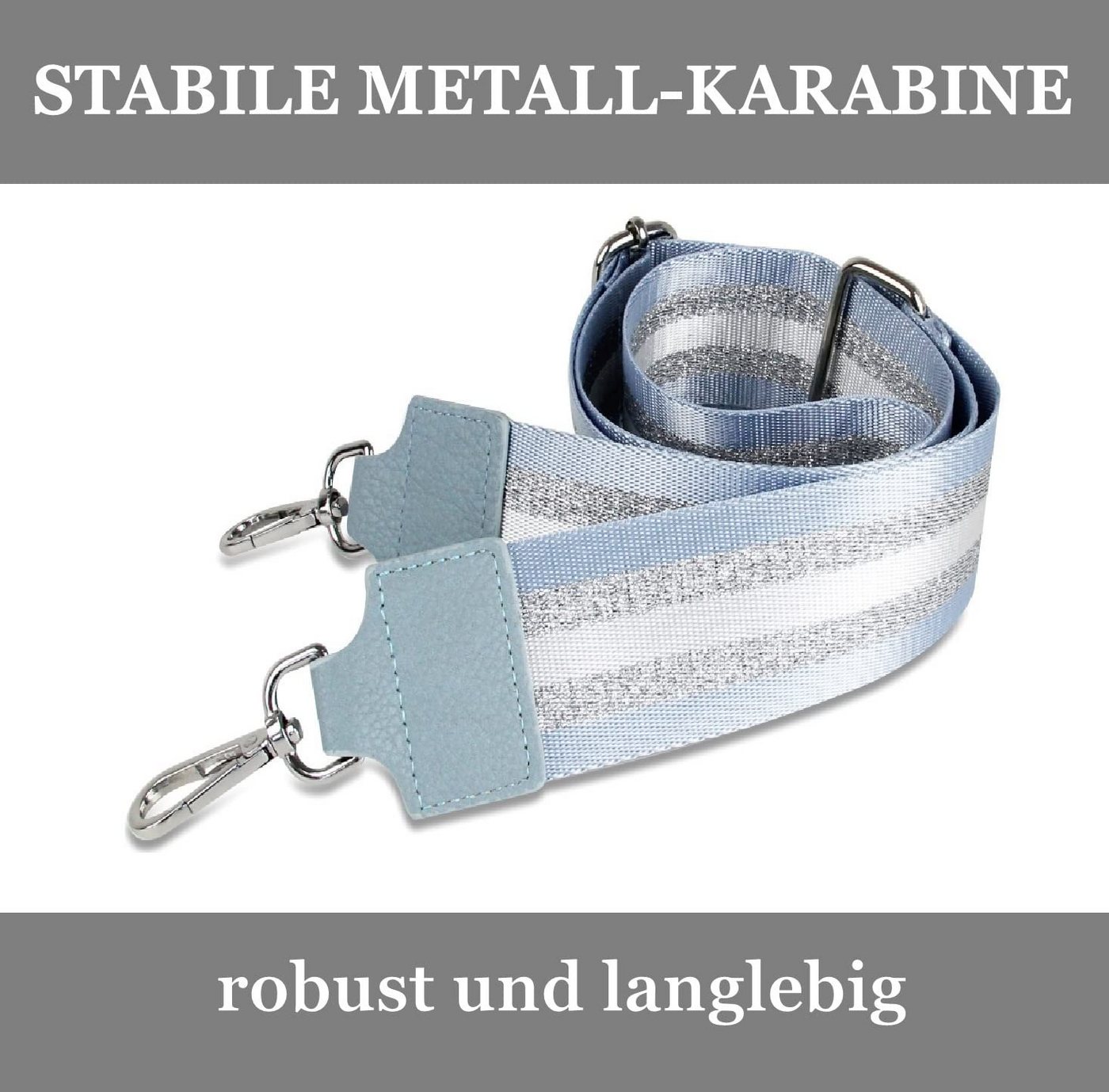 Fomax Schulterriemen 5cm Breit, Längenverstellbar mit Karabiner Farbe Silber, viele Mustern tolle Kombination mit Ihrer Lieblingstaschen – Bild 4 von 5