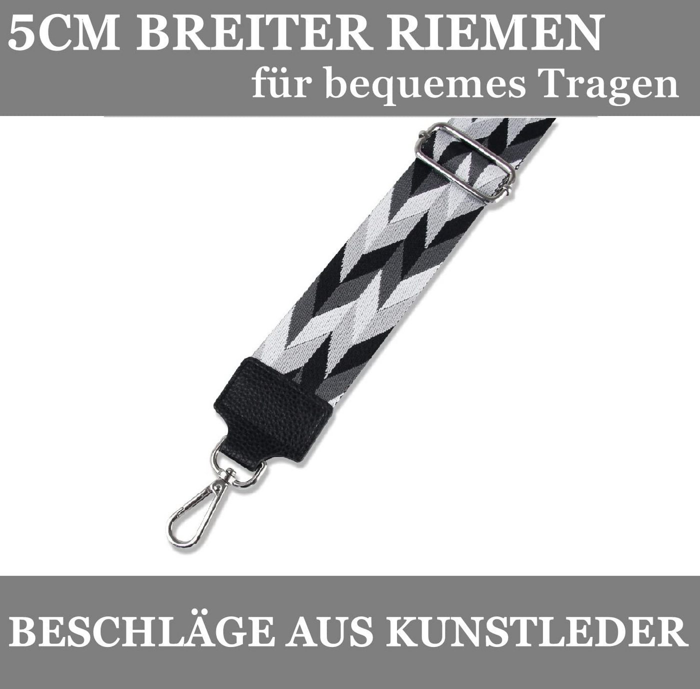 Fomax Schulterriemen 5cm Breit, Längenverstellbar mit Karabiner Farbe Silber, viele Mustern tolle Kombination mit Ihrer Lieblingstaschen – Bild 3 von 5