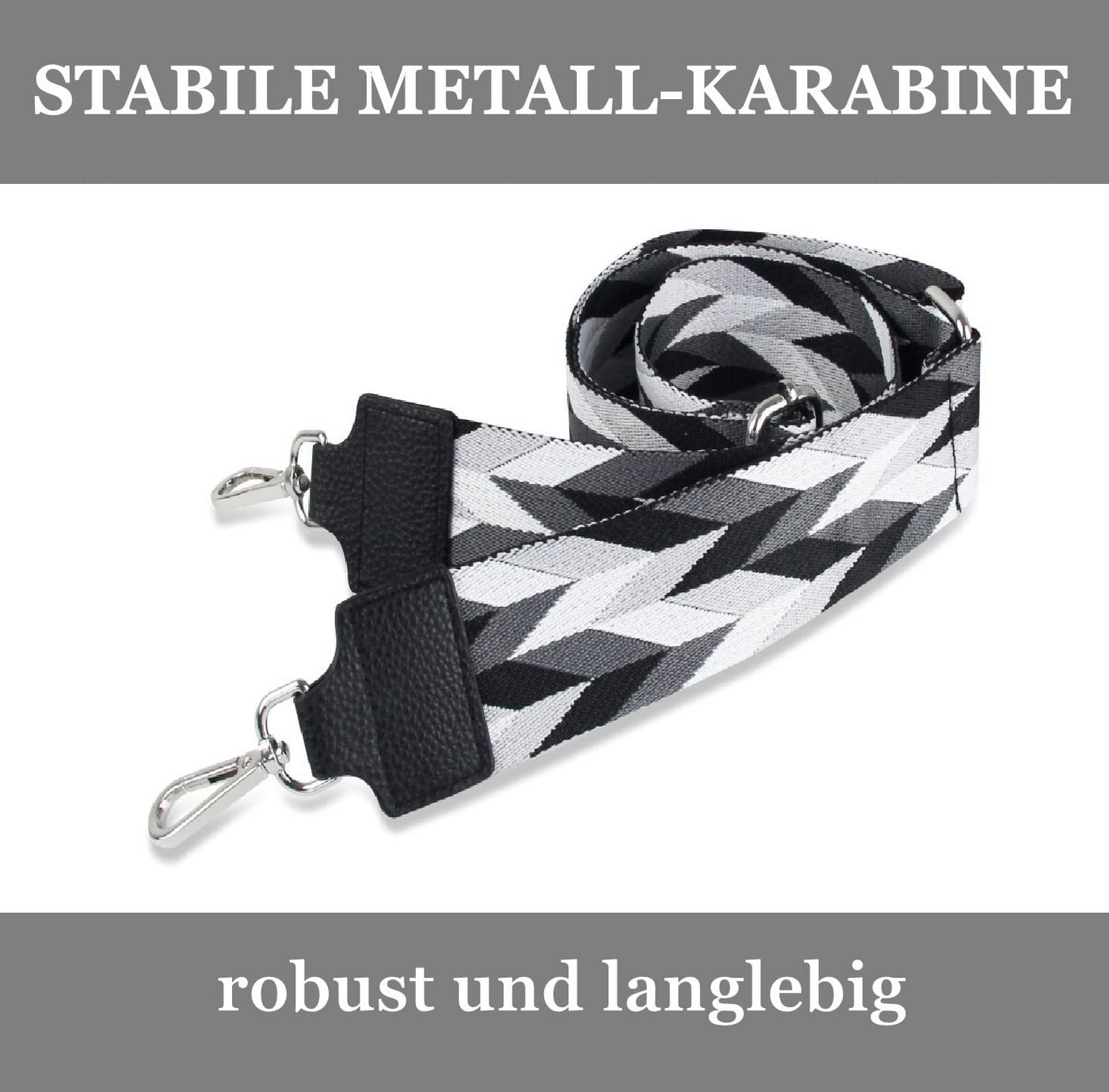 Fomax Schulterriemen 5cm Breit, Längenverstellbar mit Karabiner Farbe Silber, viele Mustern tolle Kombination mit Ihrer Lieblingstaschen – Bild 4 von 5