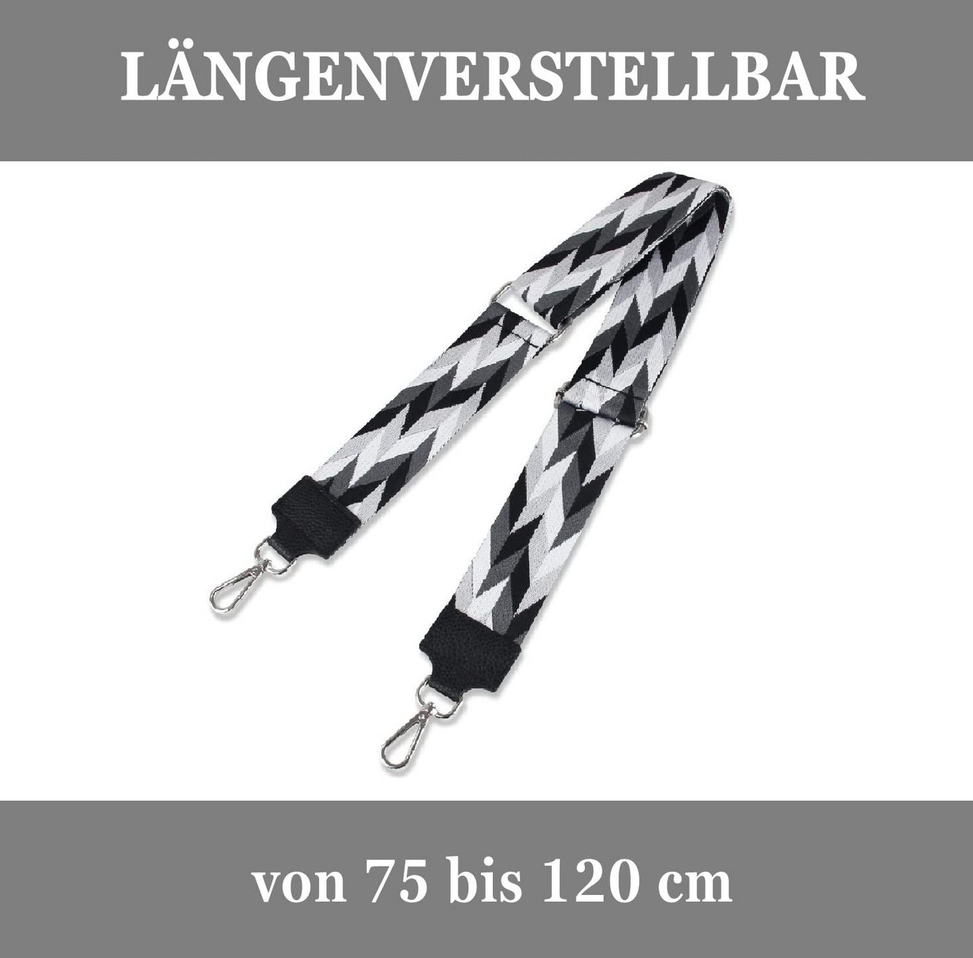 Fomax Schulterriemen 5cm Breit, Längenverstellbar mit Karabiner Farbe Silber, viele Mustern tolle Kombination mit Ihrer Lieblingstaschen – Bild 5 von 5