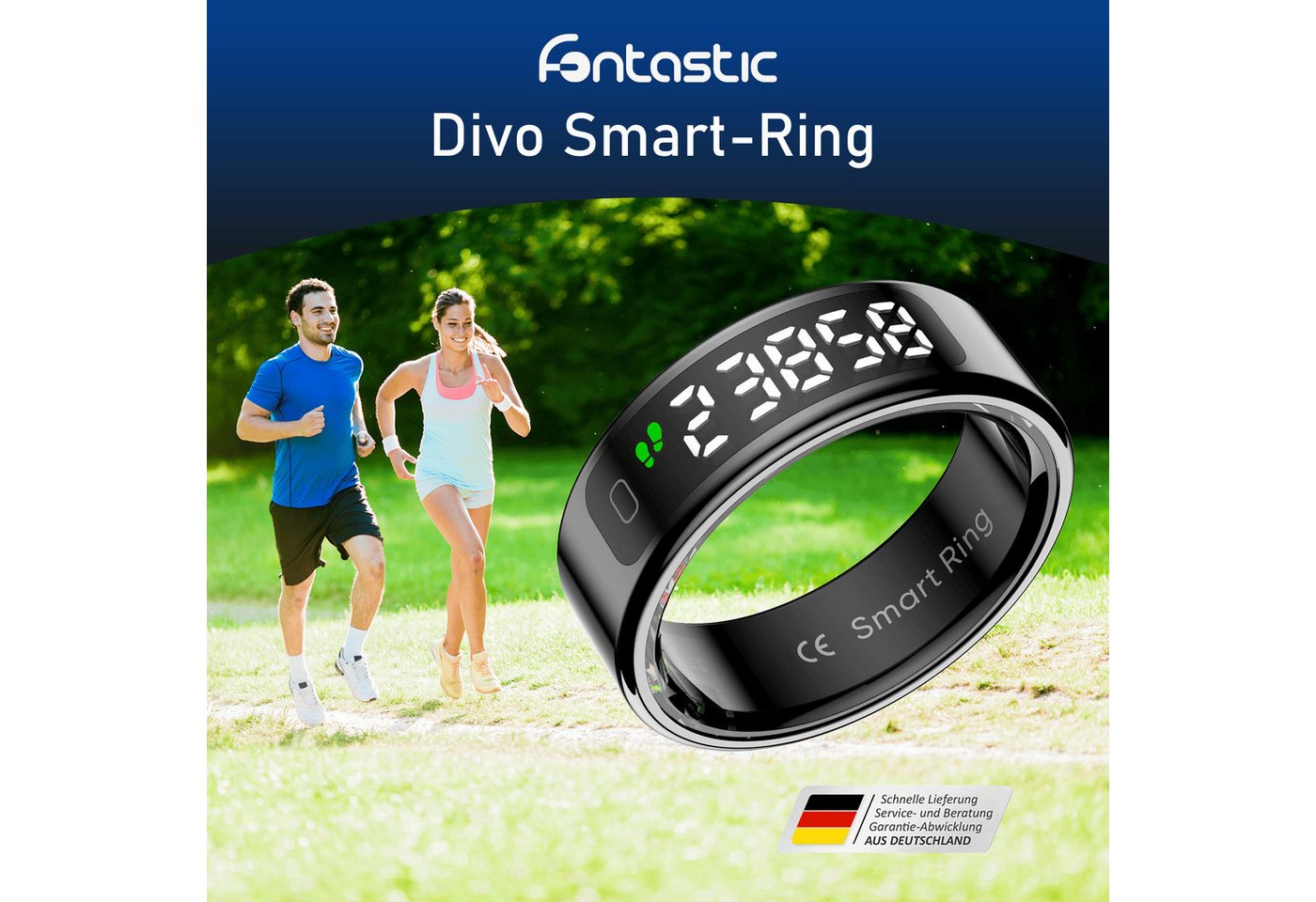 fontastic Smart Ring Divo Smart Ring mit Display Fitnessring Schlaftracker Schrittzähler – Bild 2 von 5