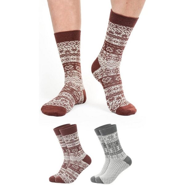 FOOTNOTE Norwegersocken Eliot (2-Paar) grau und rot, 40% Wolle