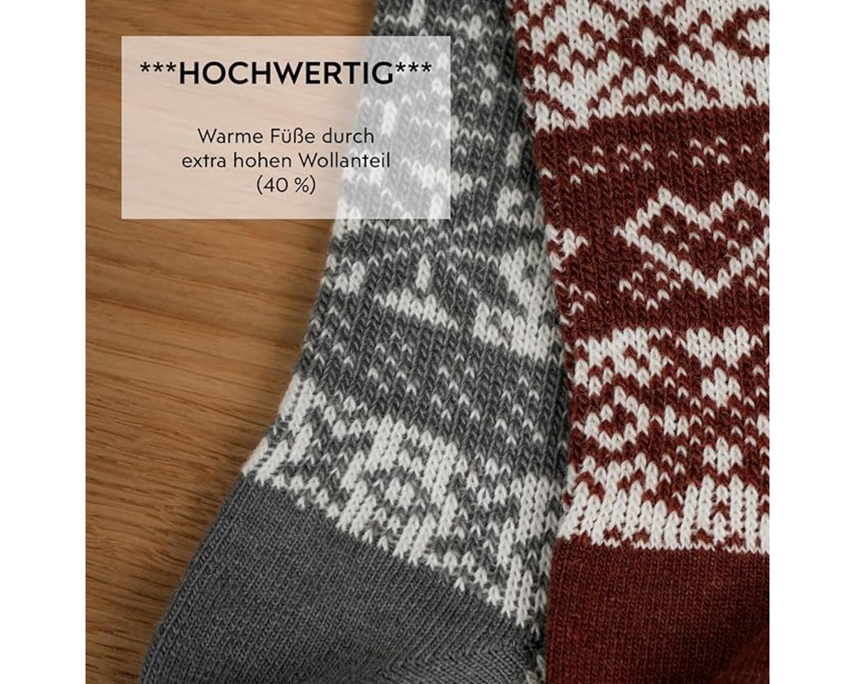 FOOTNOTE Norwegersocken Eliot (2-Paar) grau und rot, 40% Wolle – Bild 2 von 5